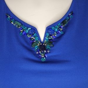 Plus size 2x Susan Graver artisans blue green gemstone detail tank
